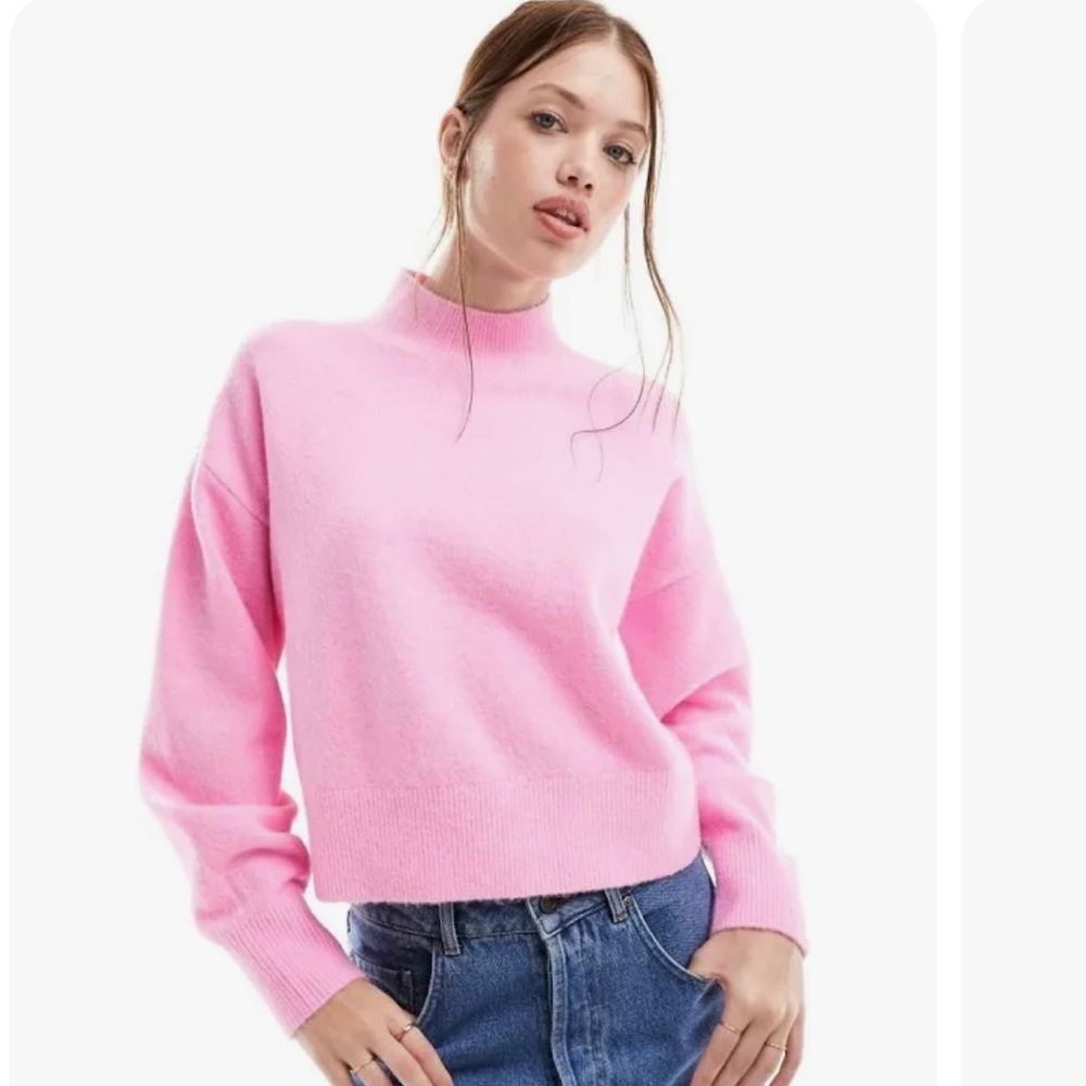 & Other Stories Pink Mock Neck Sweater